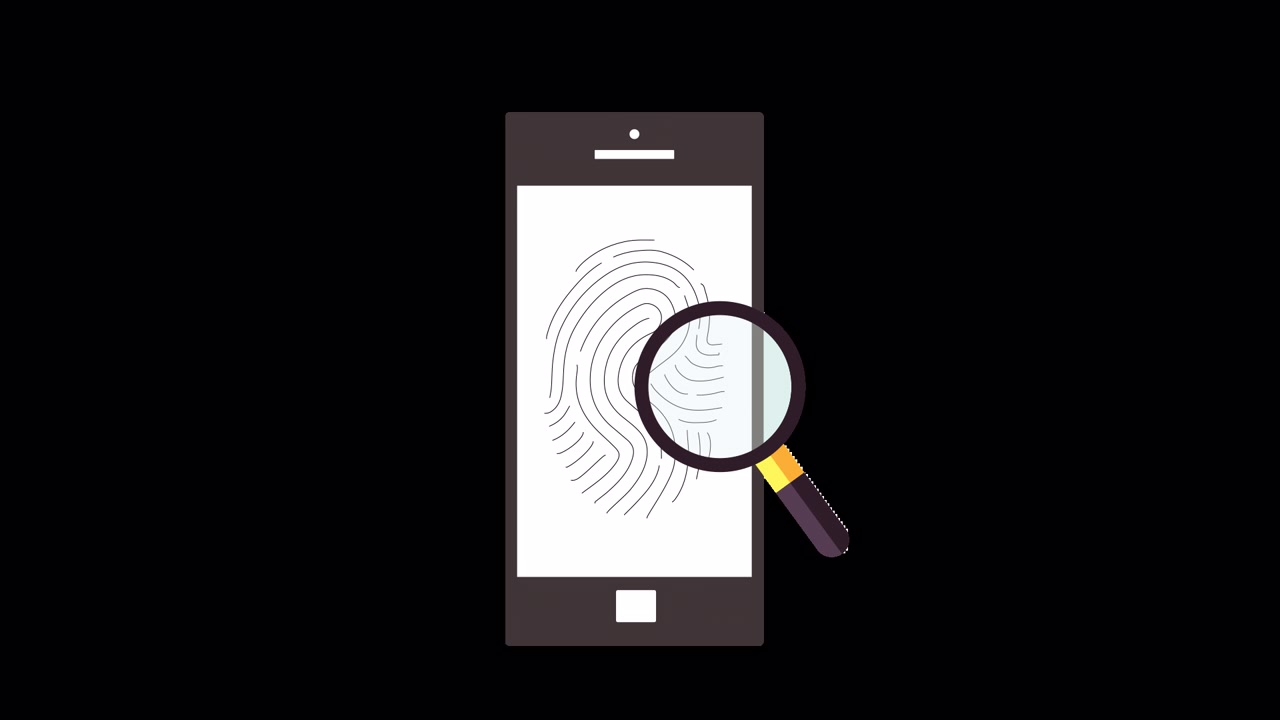 Büyüteçli Akıllı Telefon Ekranında Animasyonlu Parmak İzi Taraması