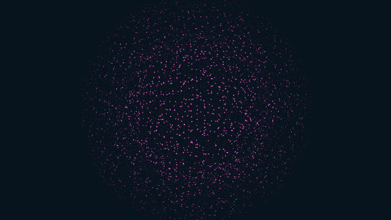 Motion rainbow dots in abstract shape in black space