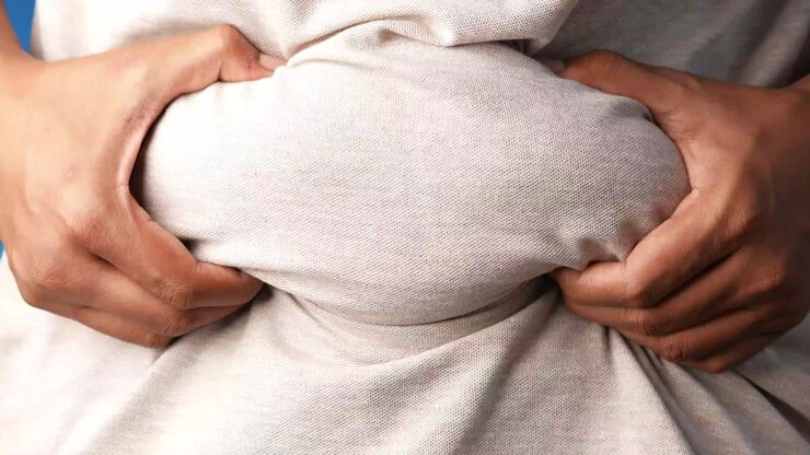 Man with Visible Belly Fat