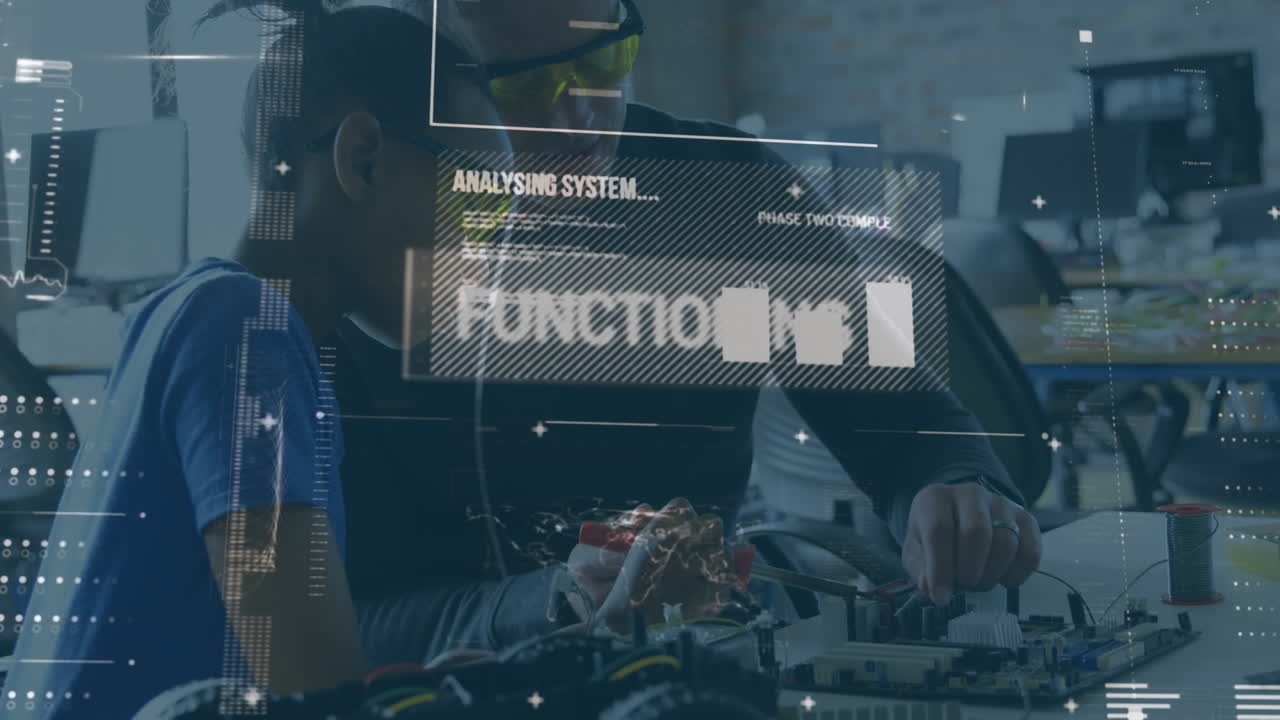 animazione dell'elaborazione dei dati su persone diverse nel laboratorio