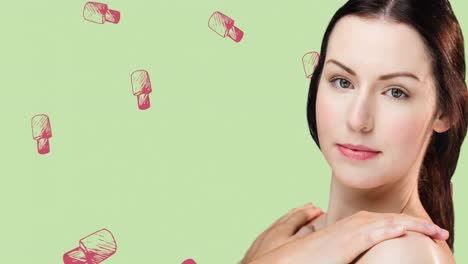animación de esmalte de uñas repetido con una mujer en fondo verde