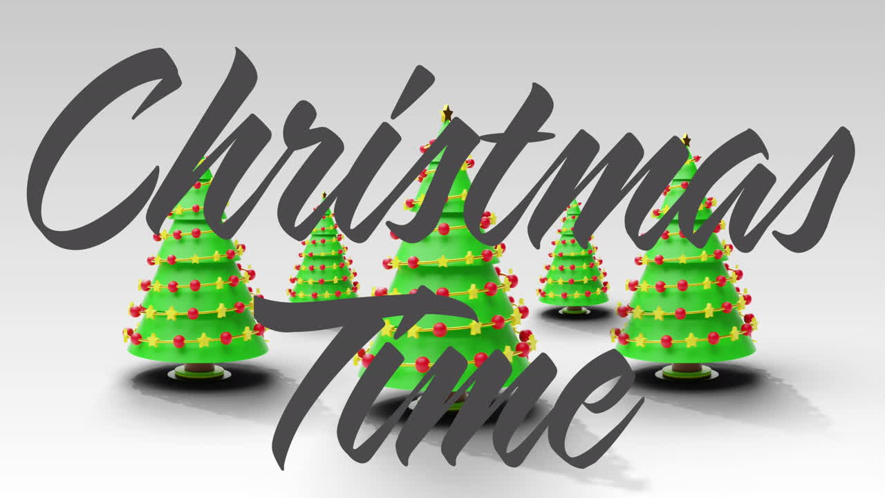 크리스마스 축하 문자의 애니메이션 크리스마스 트리 위에 텍스트