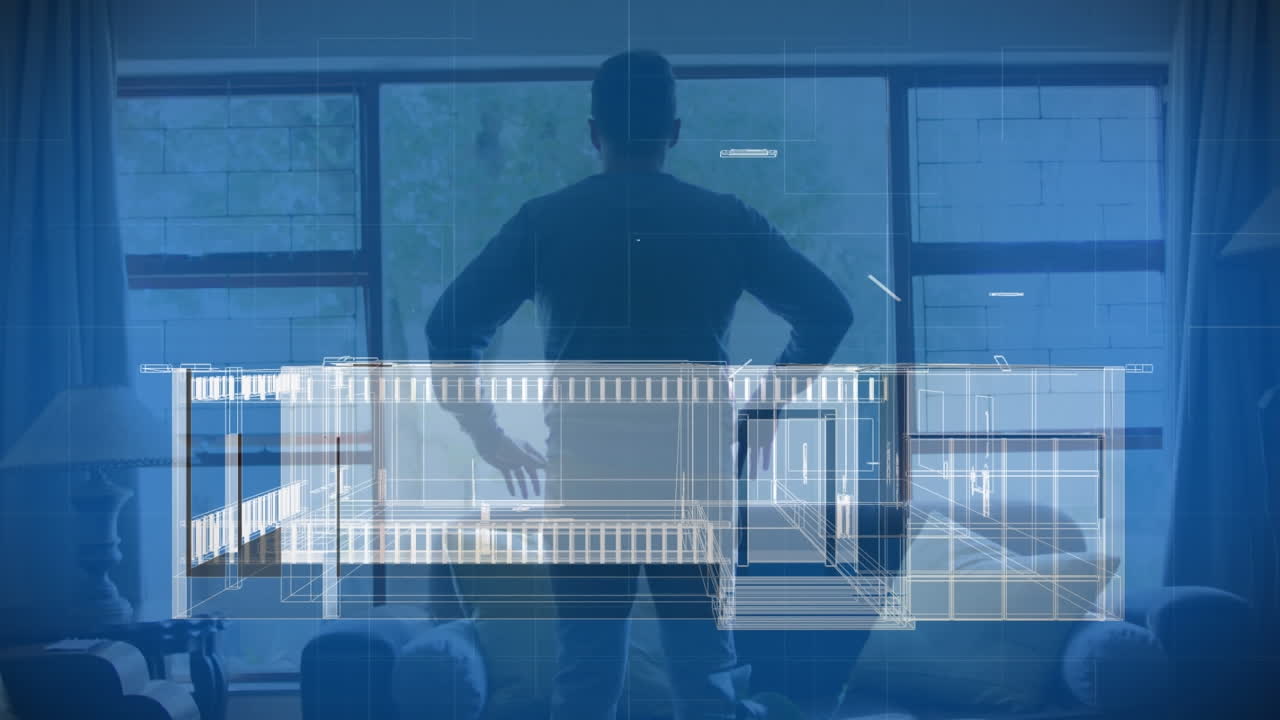 집 스키마 위에 팔을  ⁇ 은 아프리카계 미국인 남자의 애니메이션