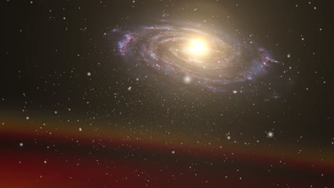 Eine-Galaxie,-Die-Sich-über-Einer-Atmosphäre-Bewegt,-Mit-Einem-Hellen-Licht-In-Der-Mitte,-Dem-Universum