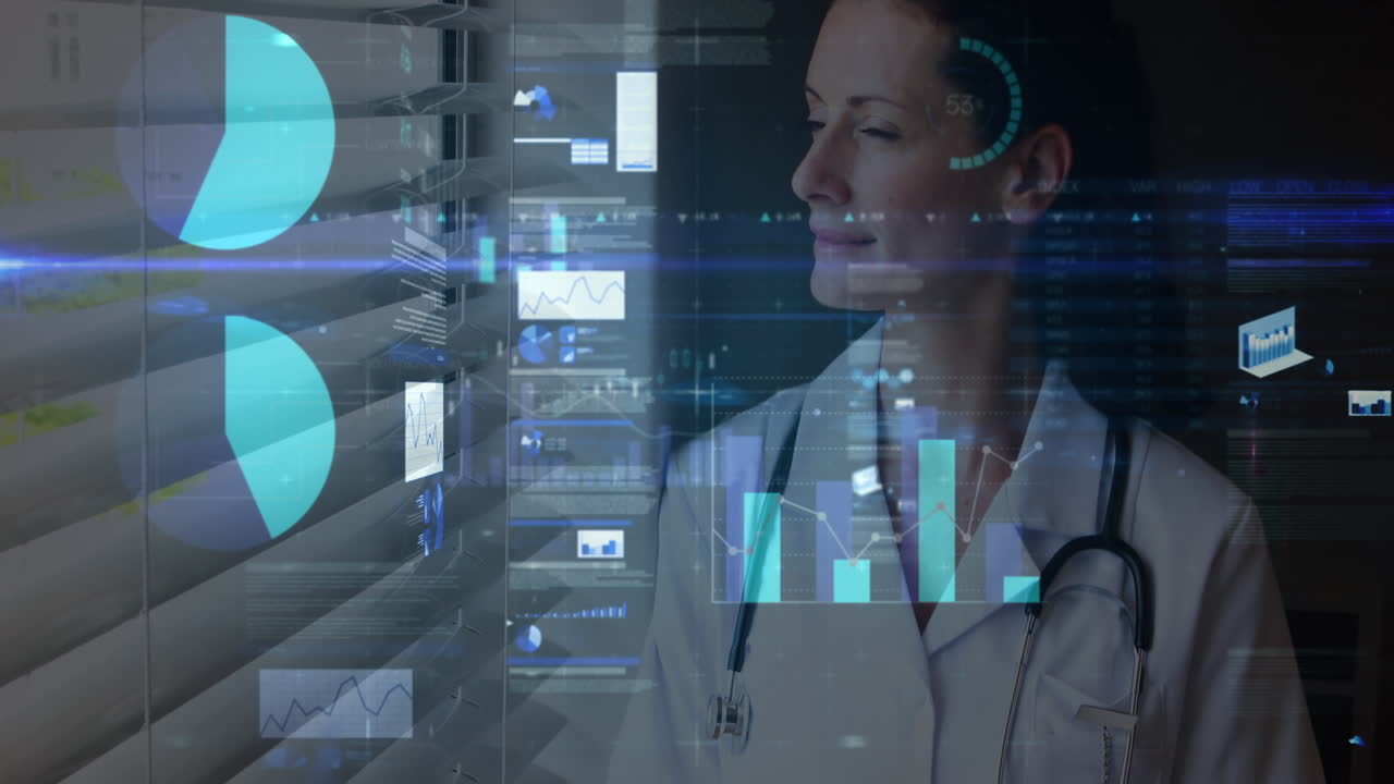 animación de las estadísticas y el procesamiento de datos sobre la mujer médico