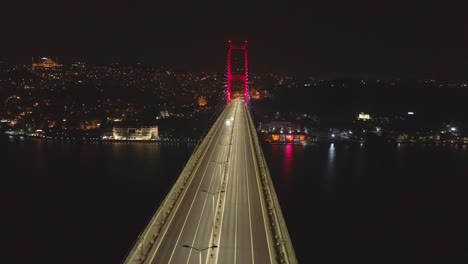 istanbul bosphorus bridge drone footage at night during covid lockdown, jk01