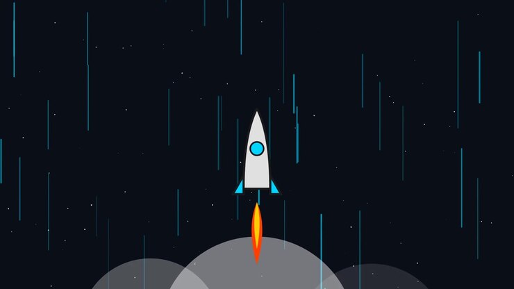 Animated Rocket Launching Into Deep Space