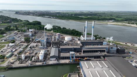 waste incineration plant in port of rotterdam. waste to new eenrgy. aerial view