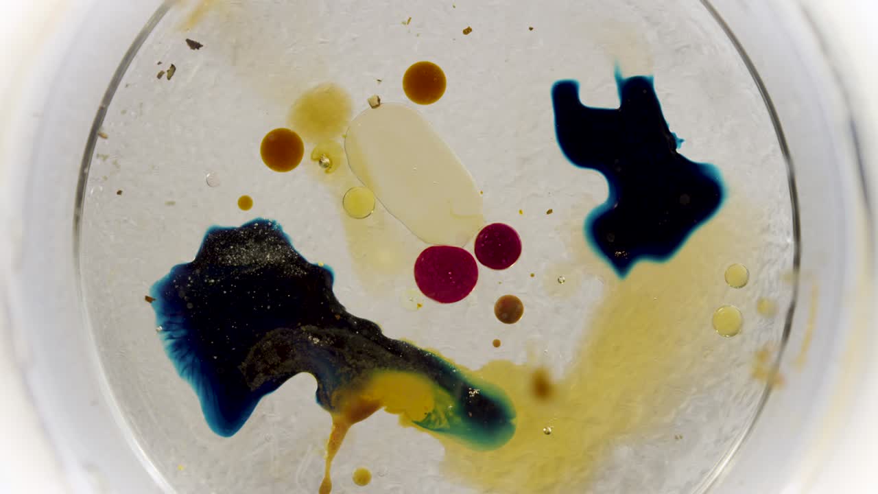 coloridas manchas líquidas abstractas de la placa de petri textura de fondo