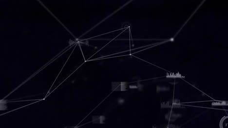 animación de una red de conexiones con puntos brillantes sobre un fondo oscuro