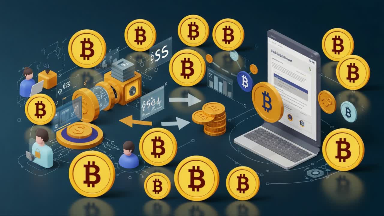 Exploring Digital Currency Transactions: A Visual Representation of Bitcoin Exchange, Blockchain Technology, and Financial Connectivity in a Modern Economy