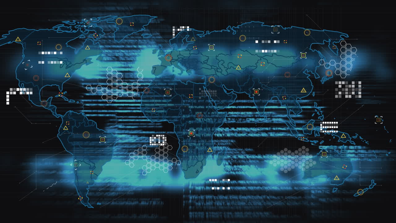 Animation of data processing over world map