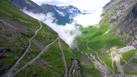 troll's path trollstigen or trollstigveien winding mountain road.