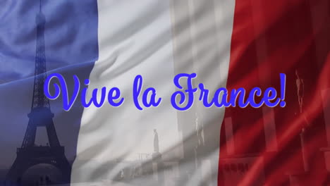 animation of vive la france text with french flag