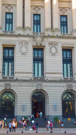 cityscape of buenos aires argentine cultural downtown in spring, people at kirchner cultural centre