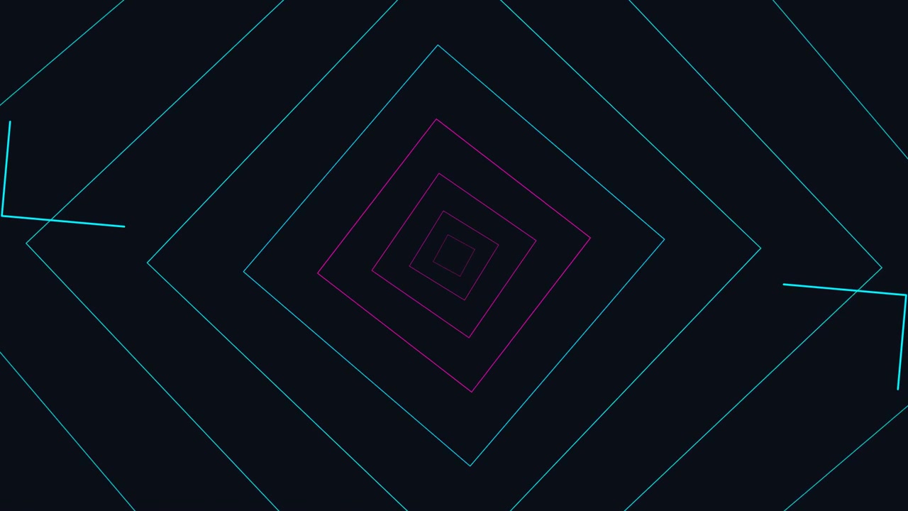 Abstract Motion Background with Rotating Neon Square Lines