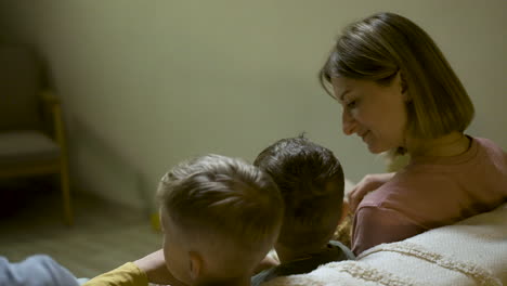 family enjoying movie