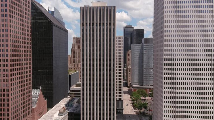 Vista aérea de edifícios no centro de Houston