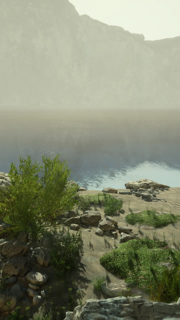 el paisaje sereno del lago desértico