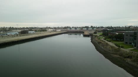 drone view of the encinal basin at mariner square, highlighting the marina's boat docks and waterfront charm in alameda, california.