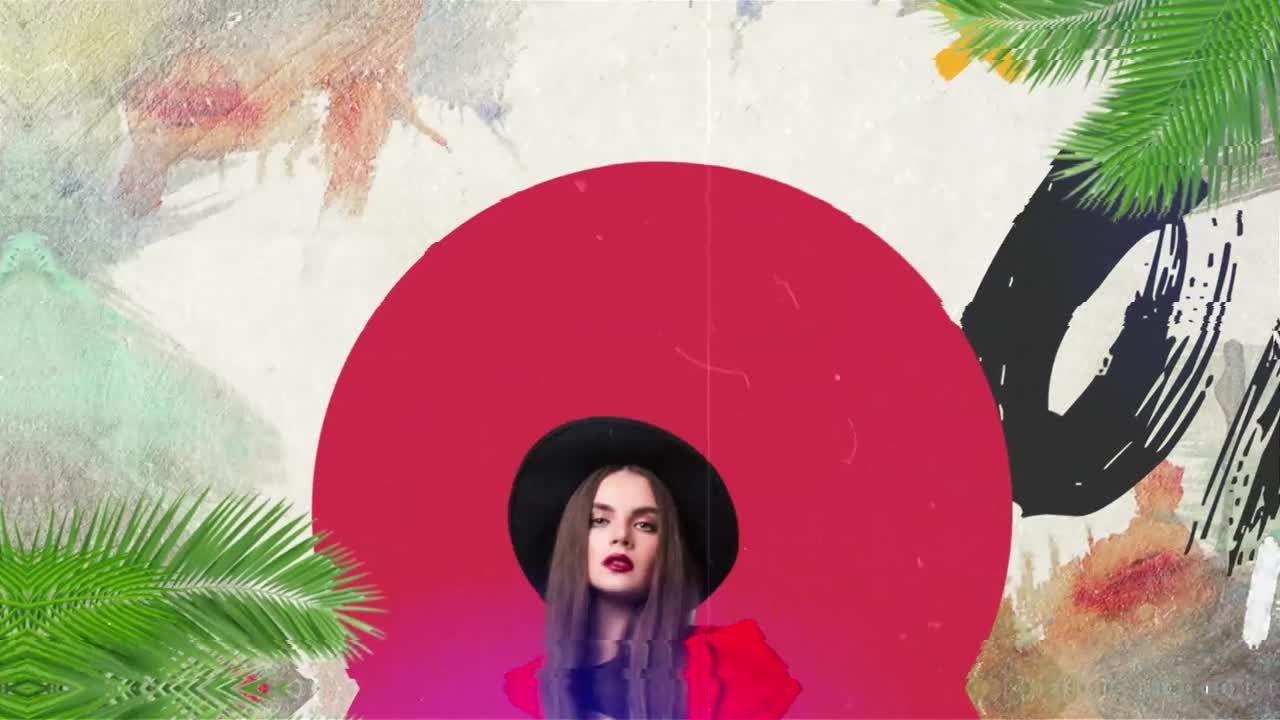 Slideshow introduttivo colorato con effetti grunge e glitch