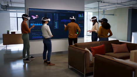 group using vr headsets for data analysis