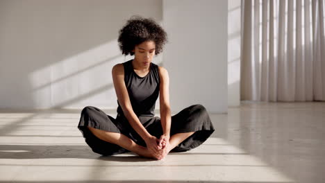 stretching, back and woman in yoga