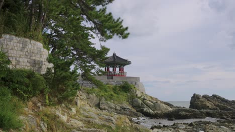 small temple on songjeong beach, busan, south korea