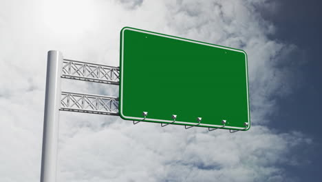 animación de un letrero verde en blanco sobre el cielo en el fondo.