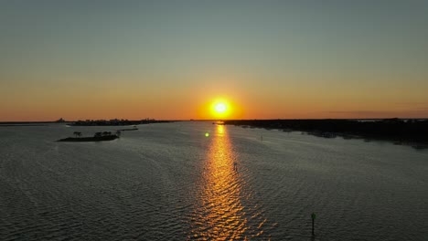 aerial view of sunset over wolf bay near alabama