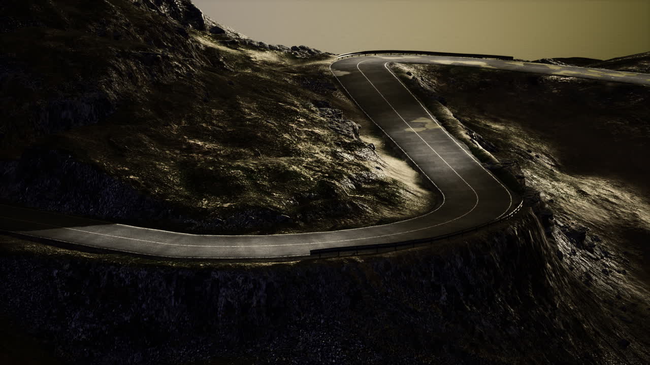 계곡 과 언덕 을 가로질러  ⁇  빈 휘어지는 도로