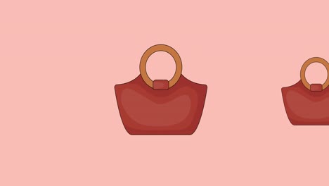 animation of red hand bag repeated on pink backgroud