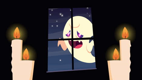 ghost at the window with candles