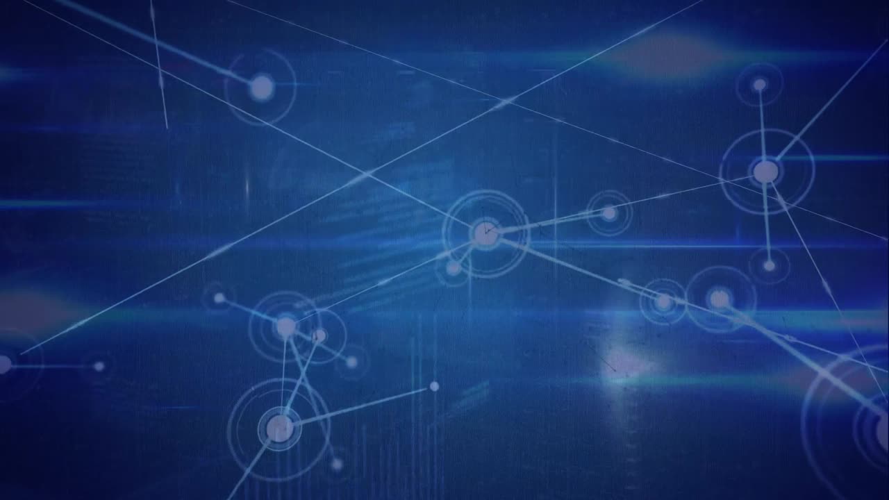 animación de la red de conexiones y datos sobre fondo azul