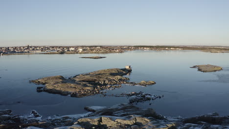 drone shot of öckerö, a small island of the gothenburg archipelago in sweden