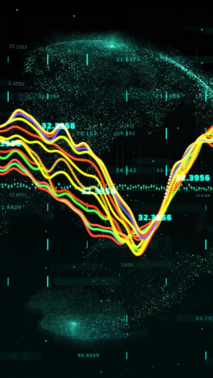 Animation of financial data processing over globe