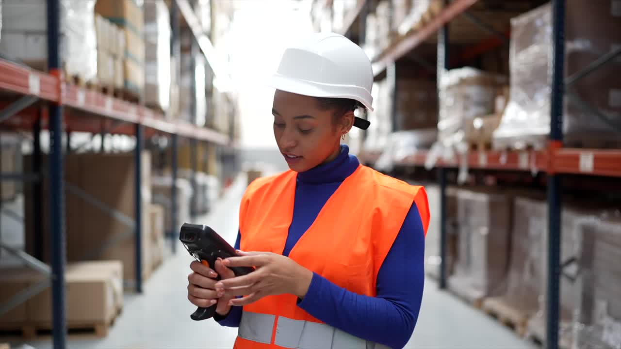 Warehouse worker scanning inventory
