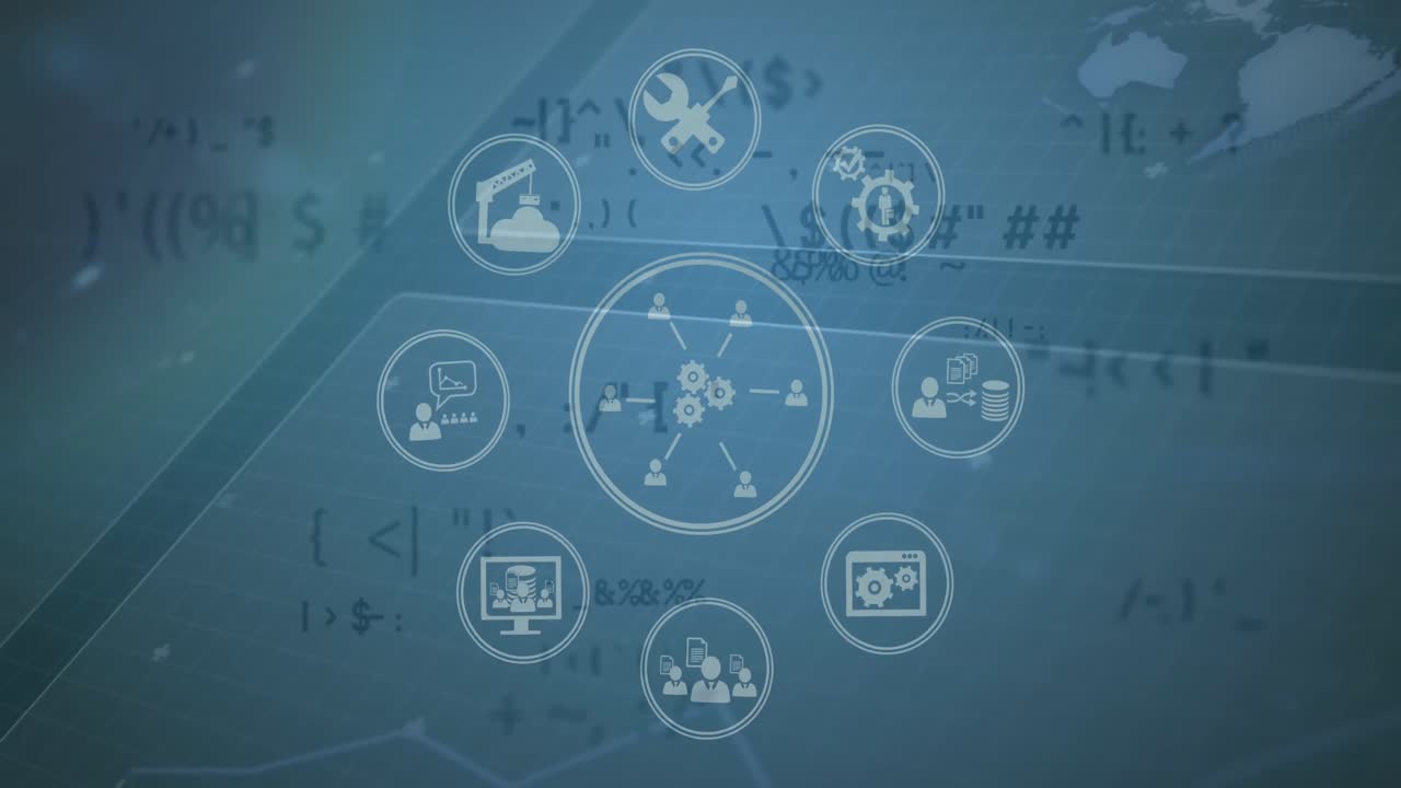 animación de los iconos sobre la cuadrícula