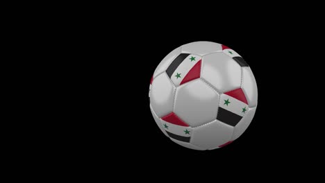 syria flag on flying soccer ball on transparent background, alpha channel