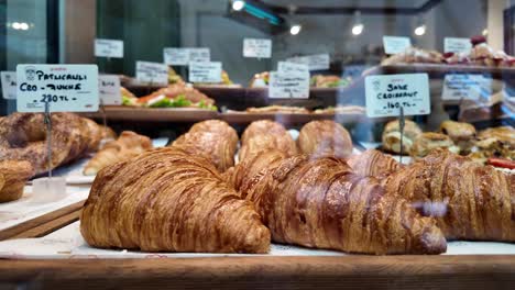 Delicious Croissants in a Bakery Display