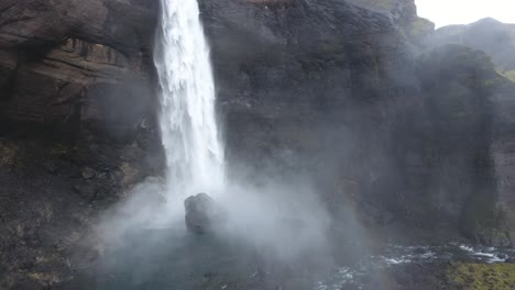 Aerial-drone-shot-of-Háifoss-122-meters-high-situated-in-Fossá-river,-Iceland