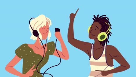 interracial couple listening music characters