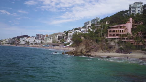 Aerial-of-Puerto-Vallarta,-Mexico-beach