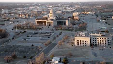 oklahoma state capitol building in oklahoma city, oklahoma with drone video circling medium