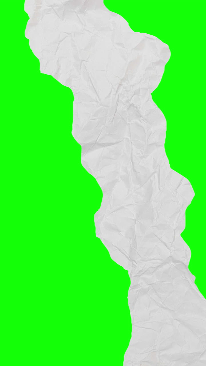 Crumpled White Paper Transition on Green Screen