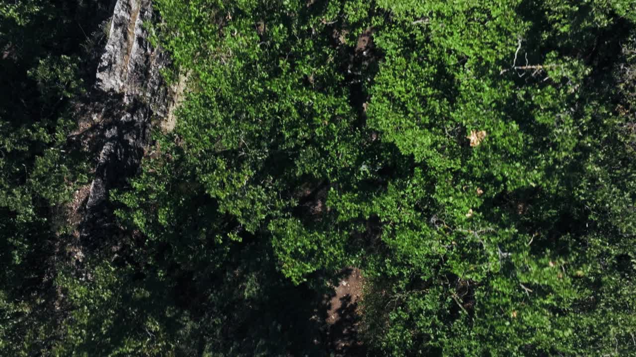 Bird eye aerial over Les Roches climbing site in Crest, Dr&ocirc;me, Auvergne-Rh&ocirc;ne-Alpes region, France