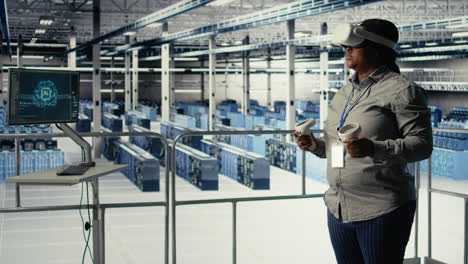 data center it specialist investigates ai configurations using virtual reality