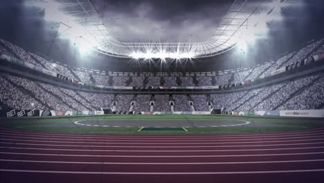 animation of networks of connections turning over sports stadium