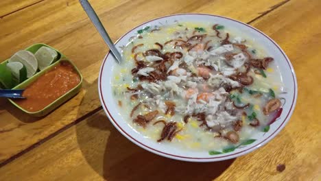 barobbo or corn soup typical of sulawesi island served on a white plate