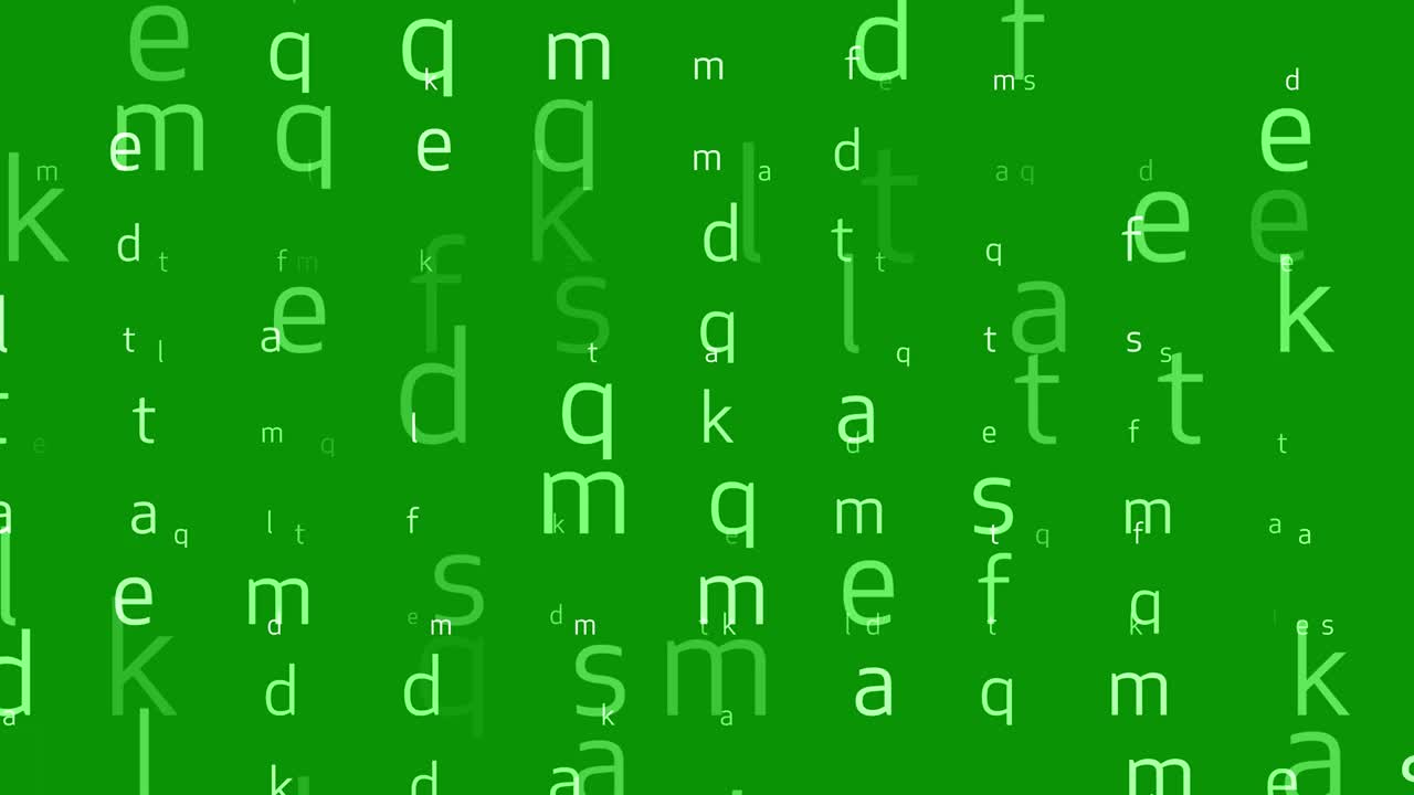 Digital English alphabets motion graphics with green screen background